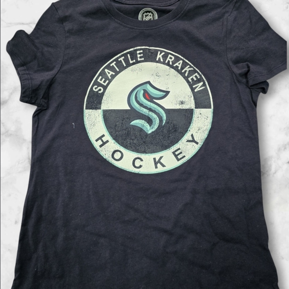 NHL Seattle Kraken Navy Blue Kids Tee (Large)